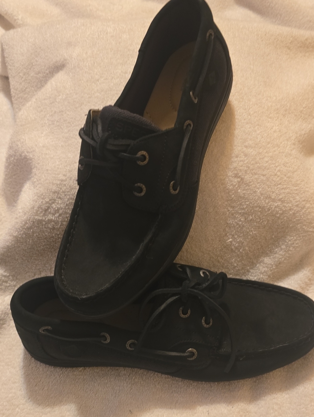 Sperry Top-Sider Koifish Black Leather Boat Shoes Size 9